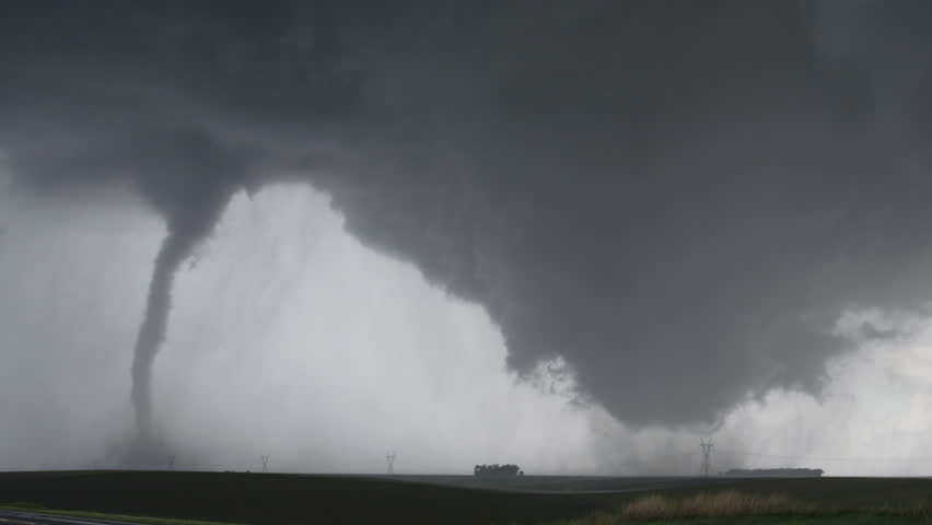 Dual tornadoes sweeping across farmland near Wakefield, Nebraska | Shutterstock HD Video #26928472