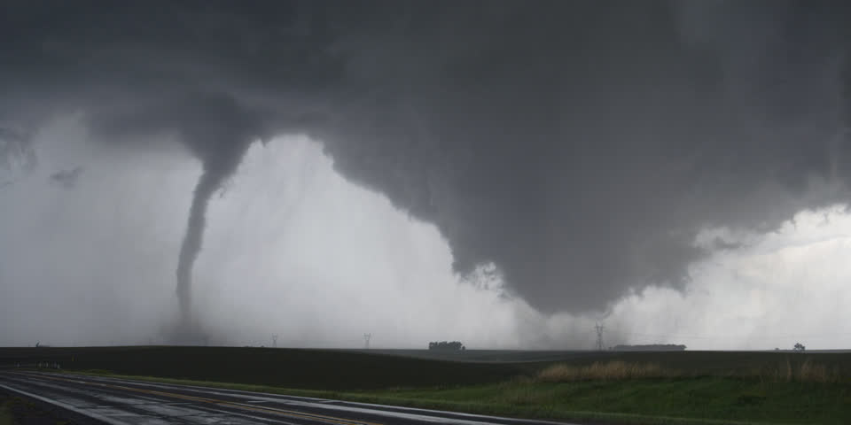 Dual tornadoes strike near Wakefield, Nebraska | Shutterstock HD Video #26928508