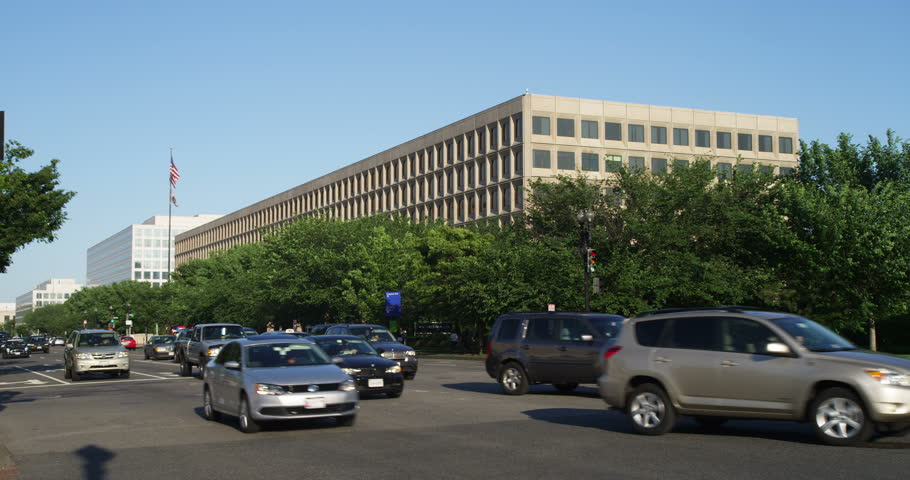 Looking east on Indiana Avenue from 12th Street in Washington DC. Shot in May 2012.