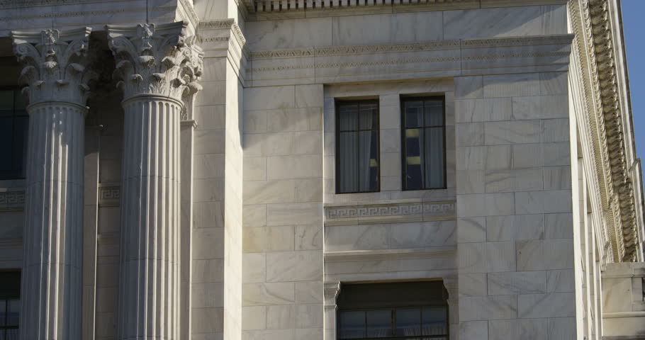 Close-up of US Department of Agriculture building, Washington DC. Shot in May 2012.