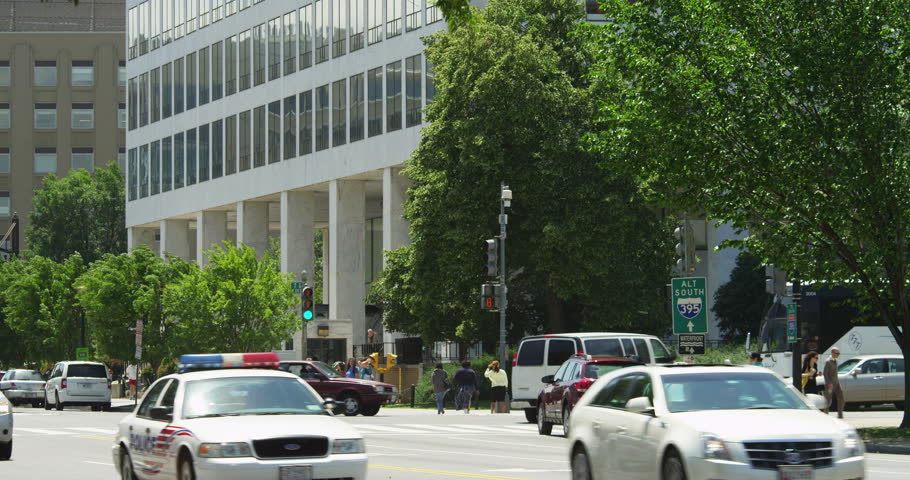 Police car on 7th Street in Washington DC near Department of Transportation. Shot in May 2012.