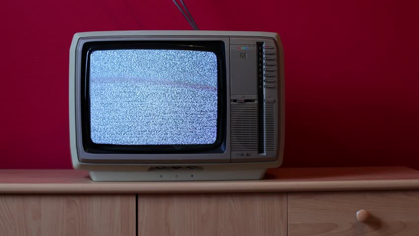 No signal just noise on an vintage TV set Royalty-Free Stock Footage #26933893