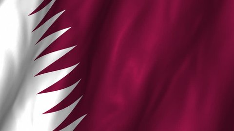 A beautiful satin finish looping flag animation of Qatar.   A fully digital rendering using the official flag design in a waving, full frame composition.  The animation loops at 10 seconds.  