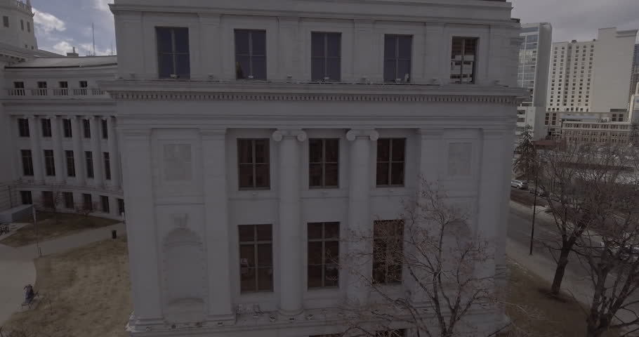 Aerial drone shot of downtown Denver Colorado Court Building 