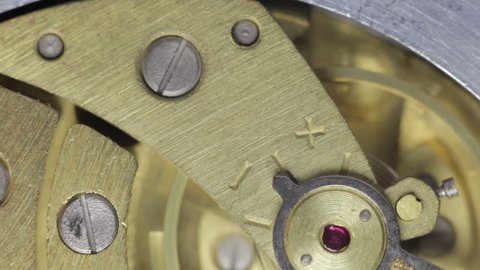 Watch gears very close up Stock Video