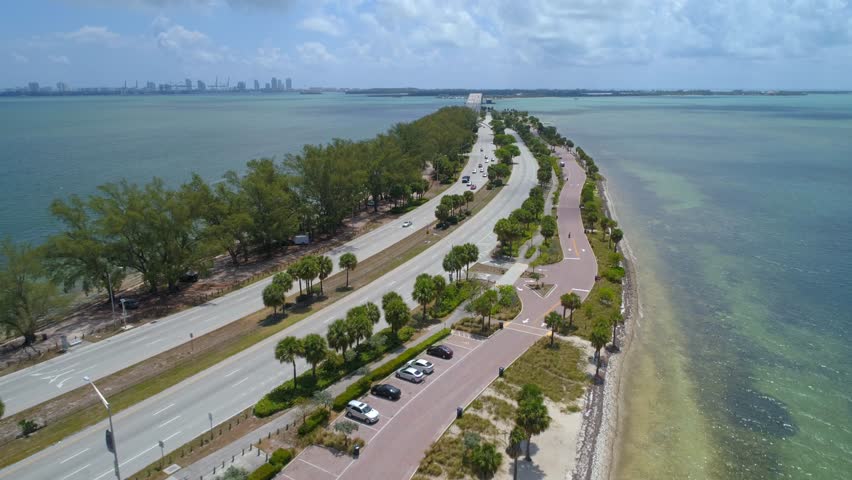 Aerial drone footage of Key Biscayne