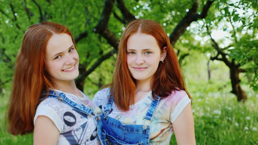Two Red Haired Sisters Twins In Stock Footage Video 100
