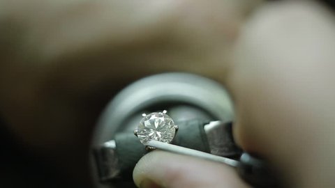 Jewelery polishing ring in workshop