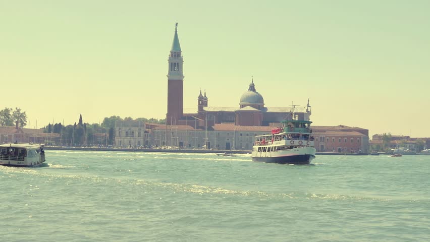 View from Riva degli Schiavoni in morning light.Panorama of Guidecca in Venice.