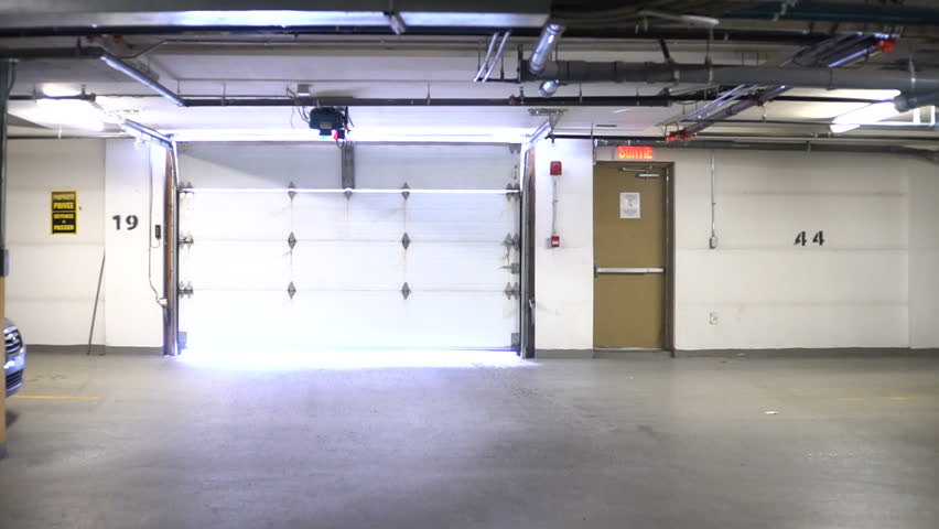 Cinematic Slow Motion Across Indoor, Indoor Garage Door