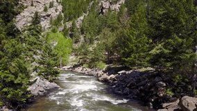 Aerial Drone Video of Kayaker in River Near Blackhawk Colorado