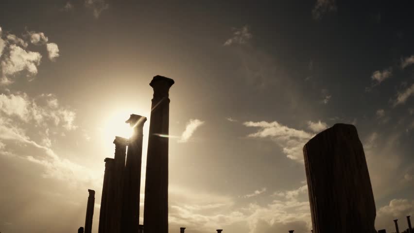Salamis is an Ancient Greek City-State on the East Coast of Cyprus, at the Mouth of the River Pedieos, North of Modern Famagusta. Antique Ruins Near Mediterranean Sea. There Are Baths, Public
