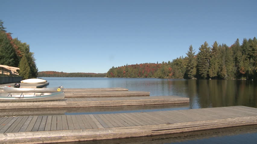 Lake at Algonquin Park with Footbrige to the water at Algonquin Park Canada
