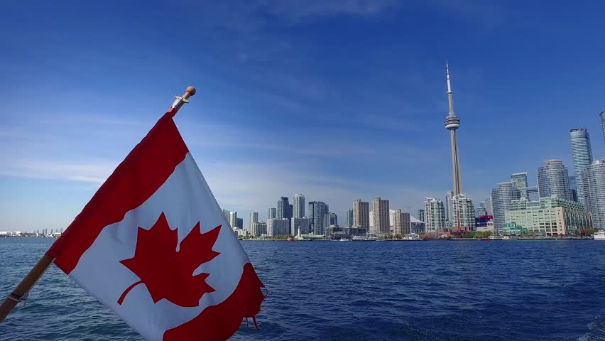 Skyline Of Toronto With Canadian Stock Footage Video 100 Royalty Free Shutterstock