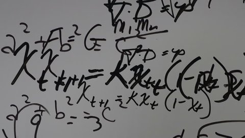Math equations on a white board