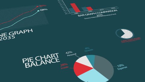 Infographics Abstract Elements With Dark Blue Background, seamless looping animation