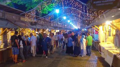 ISTANBUL, TURKEY - JUNE 22, 2016: holiday evening Fair at Ramadan time on Sultanahmet square in Istanbul
