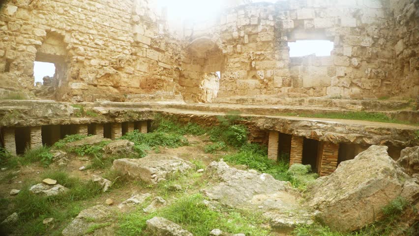 Salamis is an Ancient Greek City-State on the East Coast of Cyprus, at the Mouth of the River Pedieos, North of Modern Famagusta. Antique Ruins Near Mediterranean Sea. There Are Baths, Public