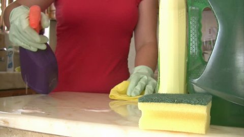 Woman cleaning the kitchen