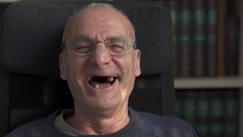 Funny smile without teeth of happy old man,portrait | Shutterstock HD Video #27038092