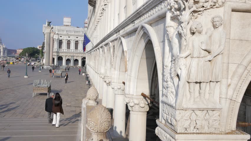 Riva degli Schiavoni in morning light. Area near Piazza San Marco in Venice.