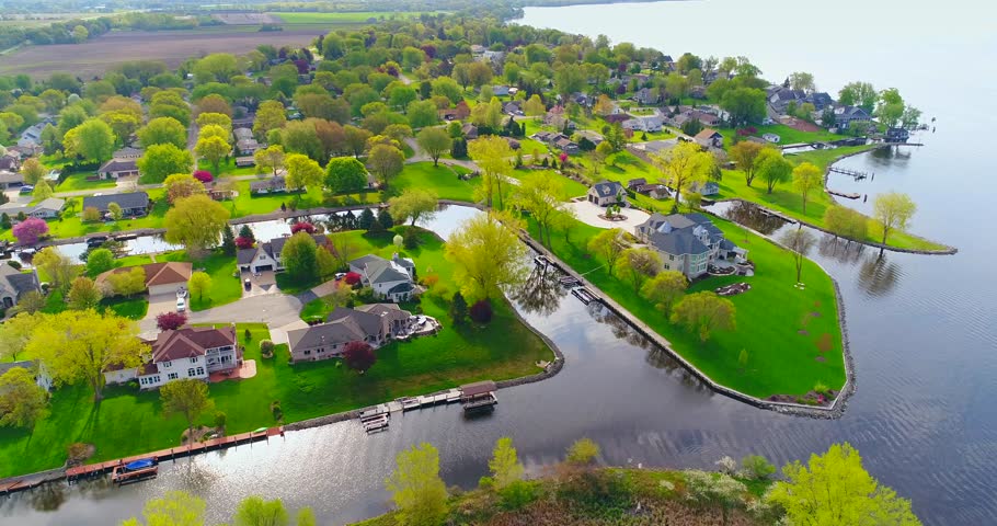Beautiful neighborhoods with canals in scenic Butte des Morts, Wisconsin
