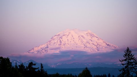 Mount Rainier Sunset Twilight Time Lapse