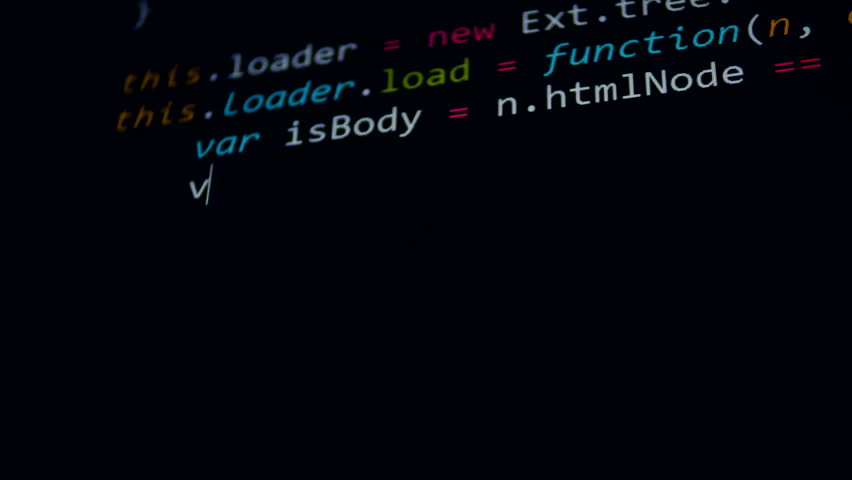 Software computer code on computer screen.
