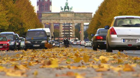 BERLIN, GERMANY - Fall 2010: Traffic near Brandenburg Gate in Berlin, Germany