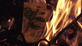 
High quality video of burning money in real 1080p slow motion 250fps