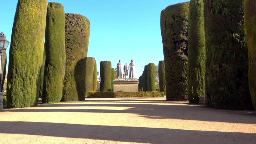 Alcazar de los Reyes Cristianos (Castle of Christian Monarchs) in Cordoba, Andalusia, Spain. Fortress served as one of primary residences of Isabella I of Castile and Ferdinand II of Aragon.