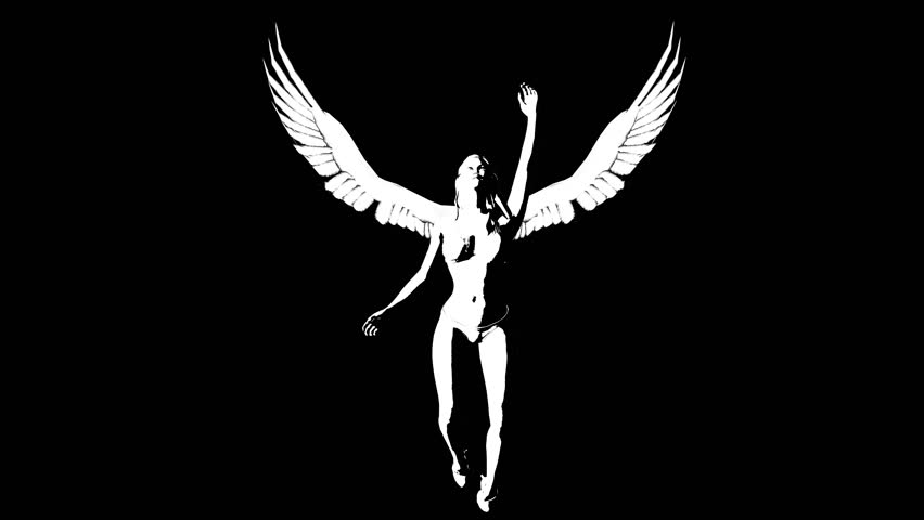 Angel girl. Alpha channel. Alpha matte. 4K.