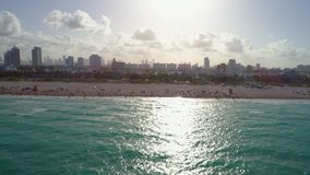 Amazing aerial video Miami Beach facing west 4k 60p