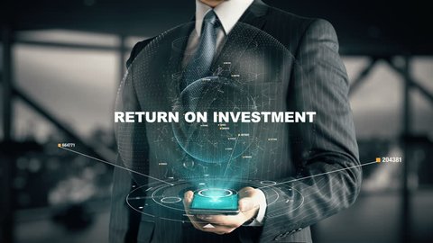 Businessman with Return On Investment hologram concept