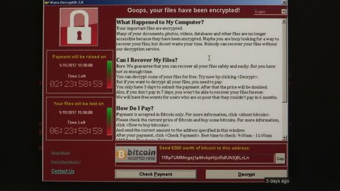 Toronto, Ontario, Canada May 2017 Wannacry computer malware and ransomware hacking attack