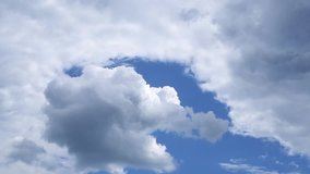Time lapse video of white clouds on a blue sky.