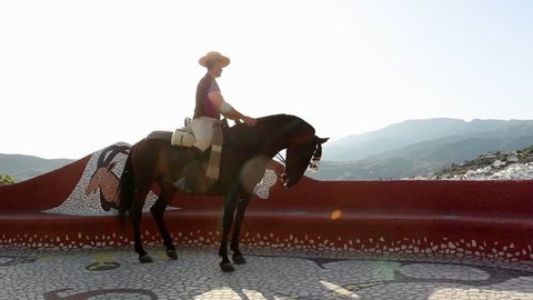 Man riding a horse in Andalusia, Spain