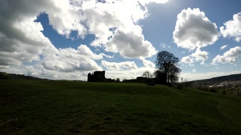 Kendal Castle  with the town of Kendal visible behind, May 2017