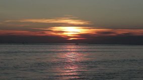  Seascape And Yellow Sunset View in Winter  Video.