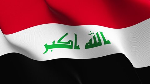 Iraq flag waving seamless loop in 4K and 30fps. Iraqi loopable flag with highly detailed fabric texture.
