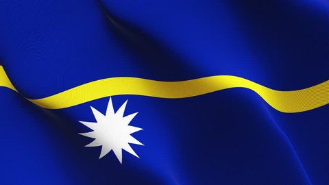 Nauru flag waving seamless loop in 4K and 30fps. Nauruan loopable flag with highly detailed fabric texture.