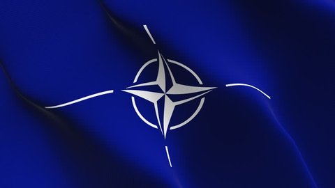 nato flag waving seamless loop in 4K and 30fps. nato loopable flag with highly detailed fabric texture.