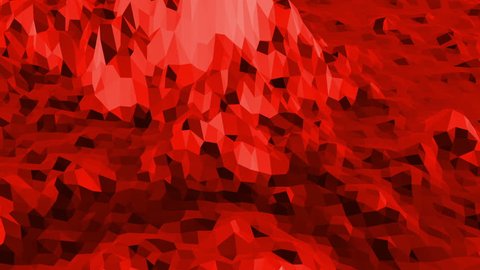 Abstract red low poly surface as elegant environment in stylish low poly design. Polygonal mosaic background with vertex, spikes. Red low poly background waving. Cartoon modern 3D design.