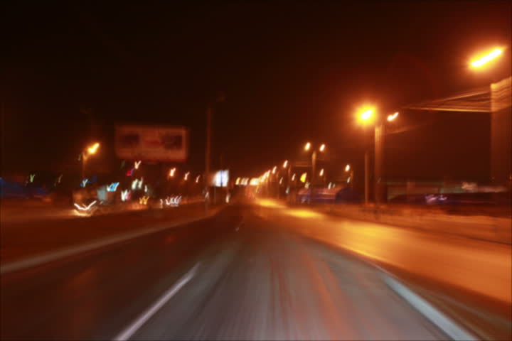Fast driving at night, timelapse