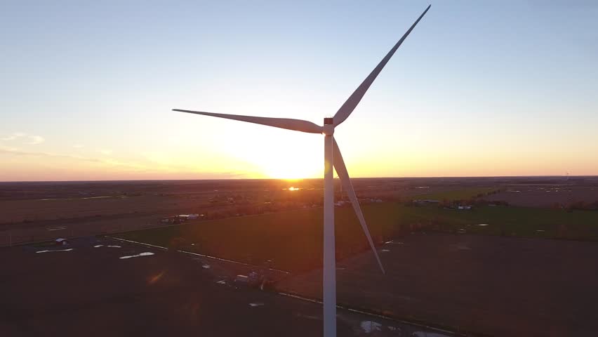 Aerial wind turbine in sunset medium heigh sideways flight | Shutterstock HD Video #27168160