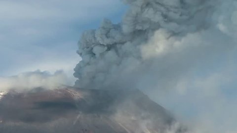 Tungurahua volcano in Ecuador,high presure gases and ash are blown into the sky