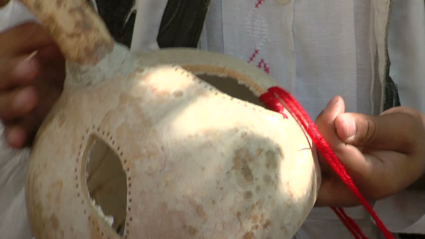 The art of making totemic masks.Making a gourd mask ... (Dobrogea region -