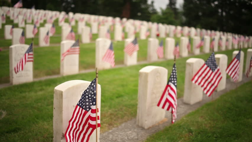 Crane/Dolly Shot Rising Military Cemetery Headstones