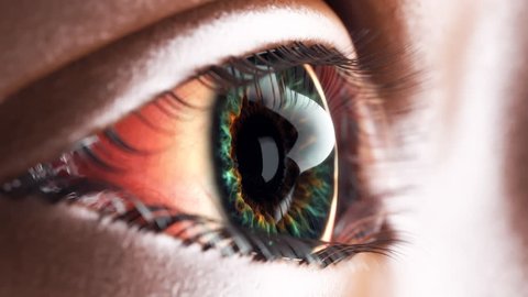 Eye iris macro moving inside. 4k animation