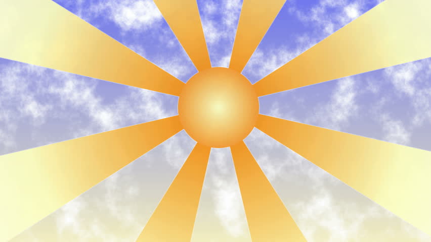 Sun in sky with clouds. HD1080.